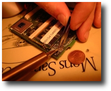 Yann resoldering the resistor
