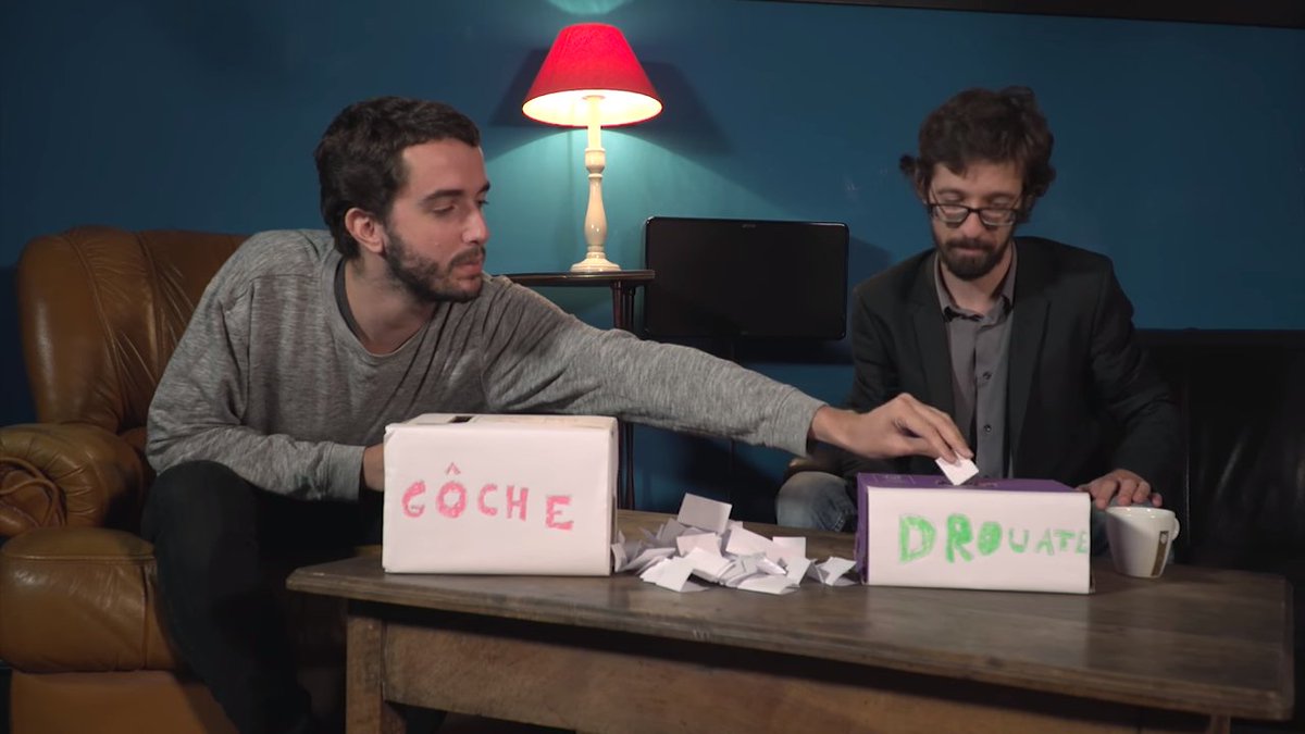 Usul and Cotentin sorting things into two boxes (this is a french political meme originally)
